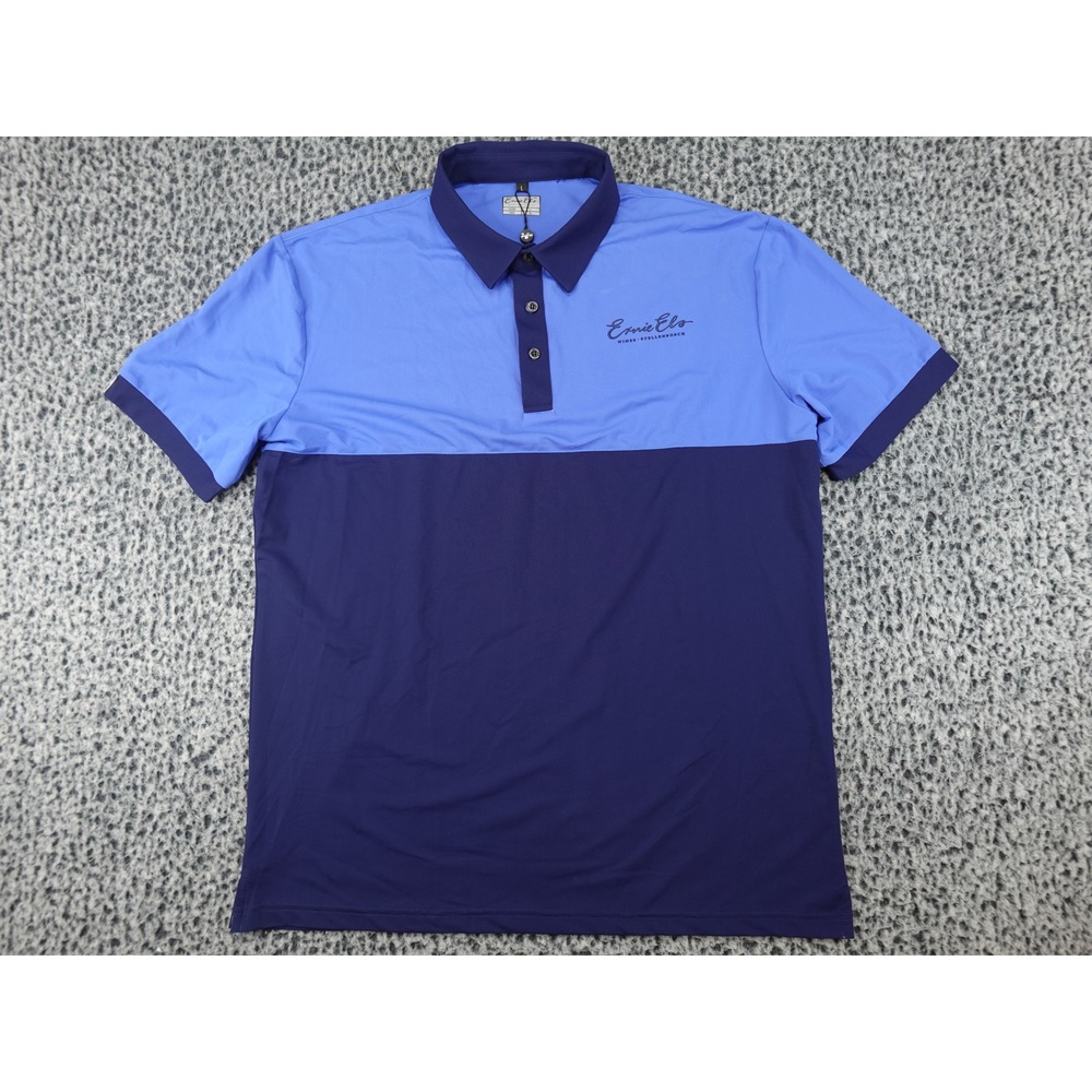 Ernie Els Polo Shirt Mens L Blue Colorblock Excellent Performance Golf Top